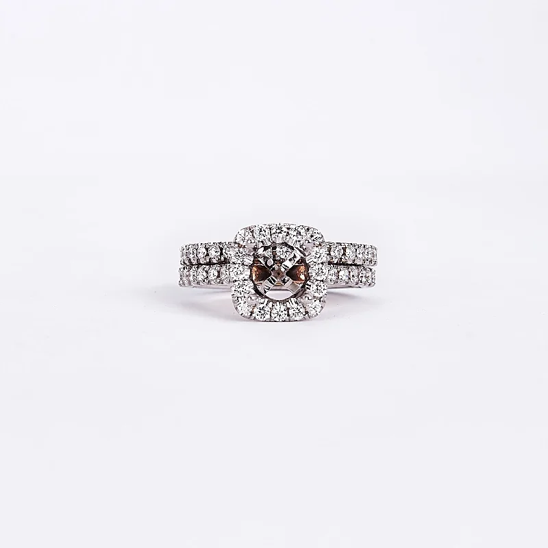 princess cut engagement rings for women-The Lasy - 14K White and Rose Gold Diamond Ring