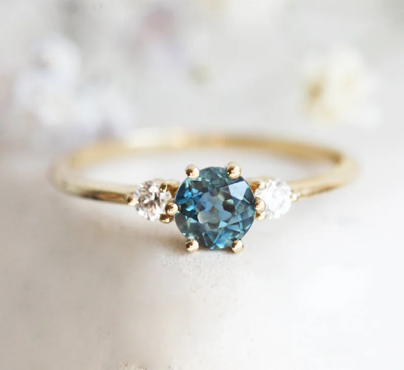 colored gemstone engagement rings for women-Kelly Blue Sapphire Diamond Ring