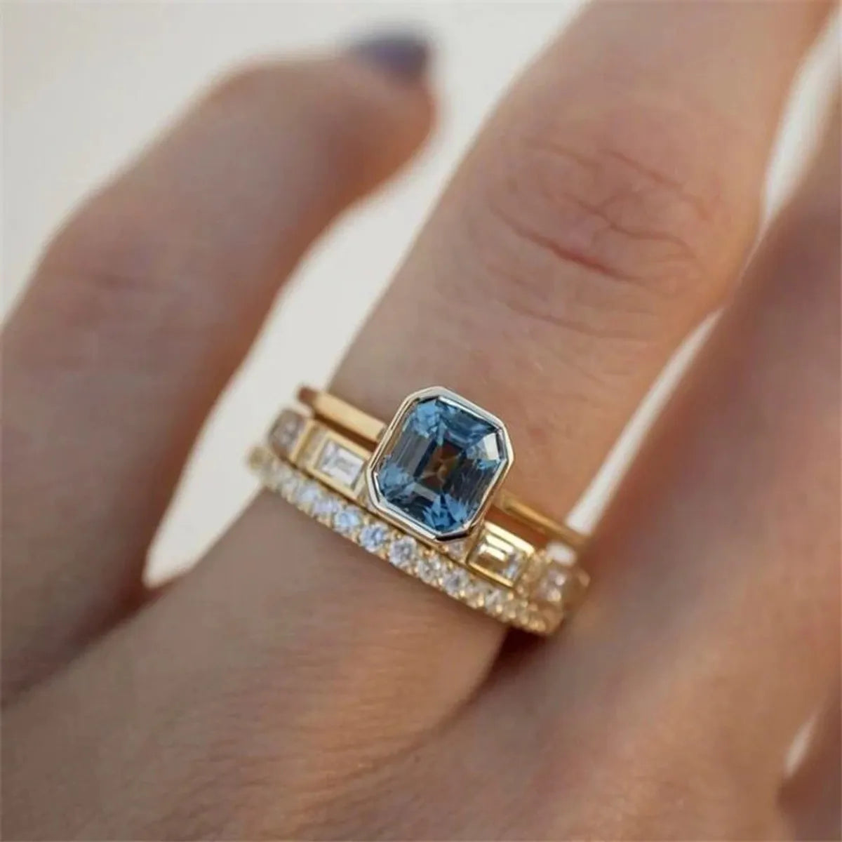 multicolor rings for women-Wholesale Simple Style Shiny Square Copper Inlay Zircon Rings