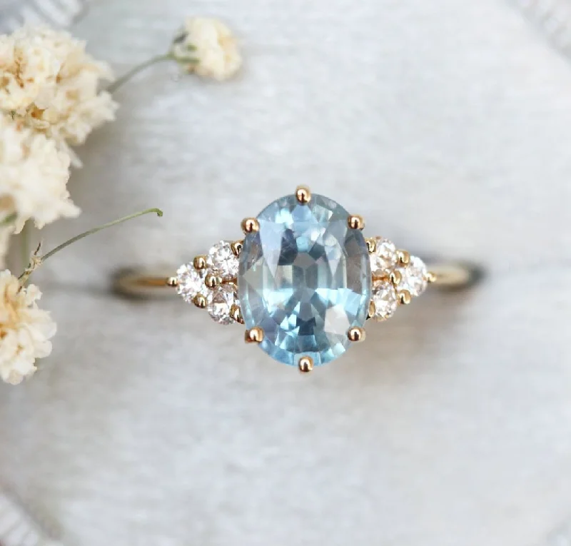 vintage diamond engagement rings for women-Josephine Sapphire Diamond Ring