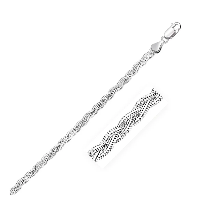 colorful beaded anklet for women-3.5mm 14k White Braided Foxtail Anklet