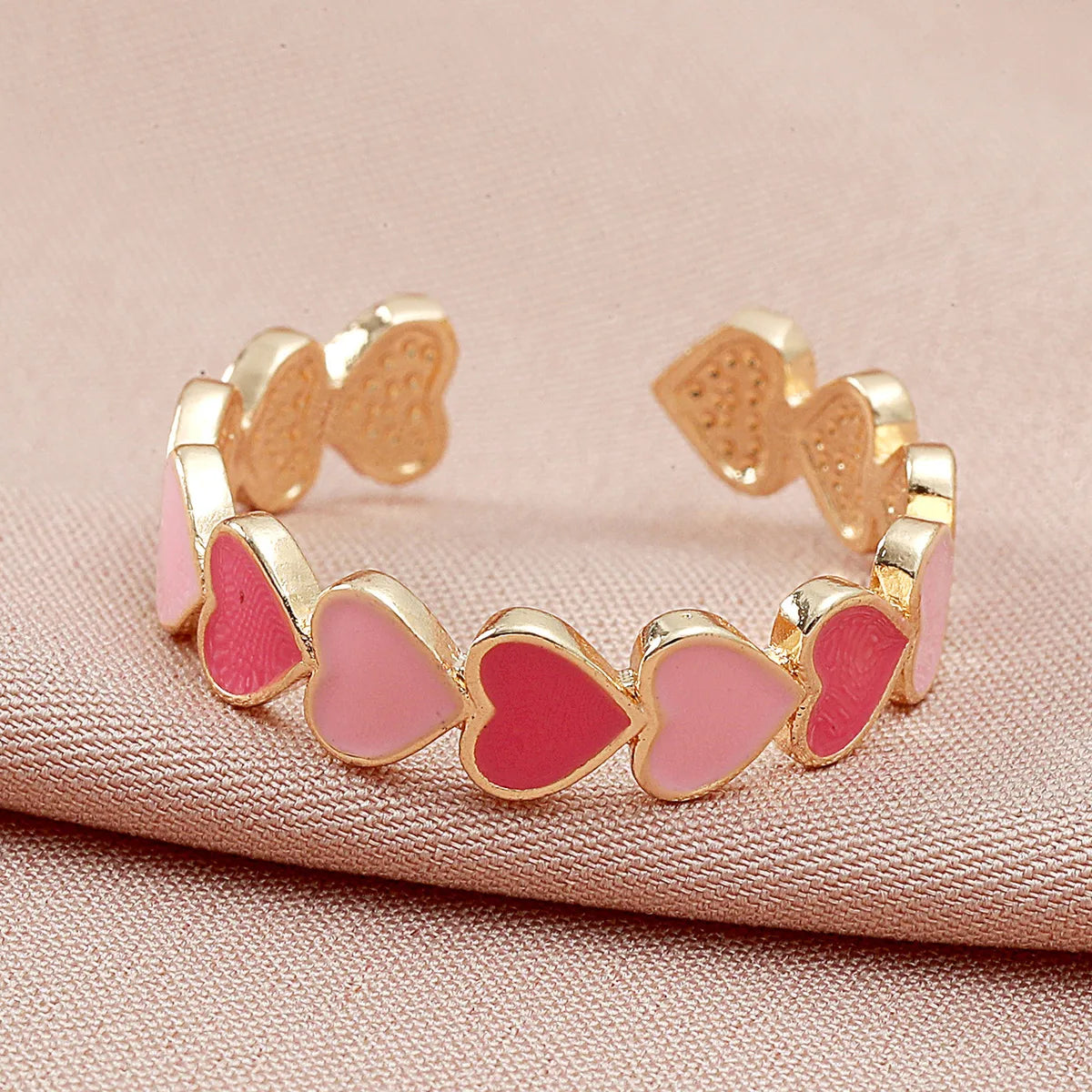 oval gemstone rings for women-Commute Heart Shape Copper Plating Open Ring