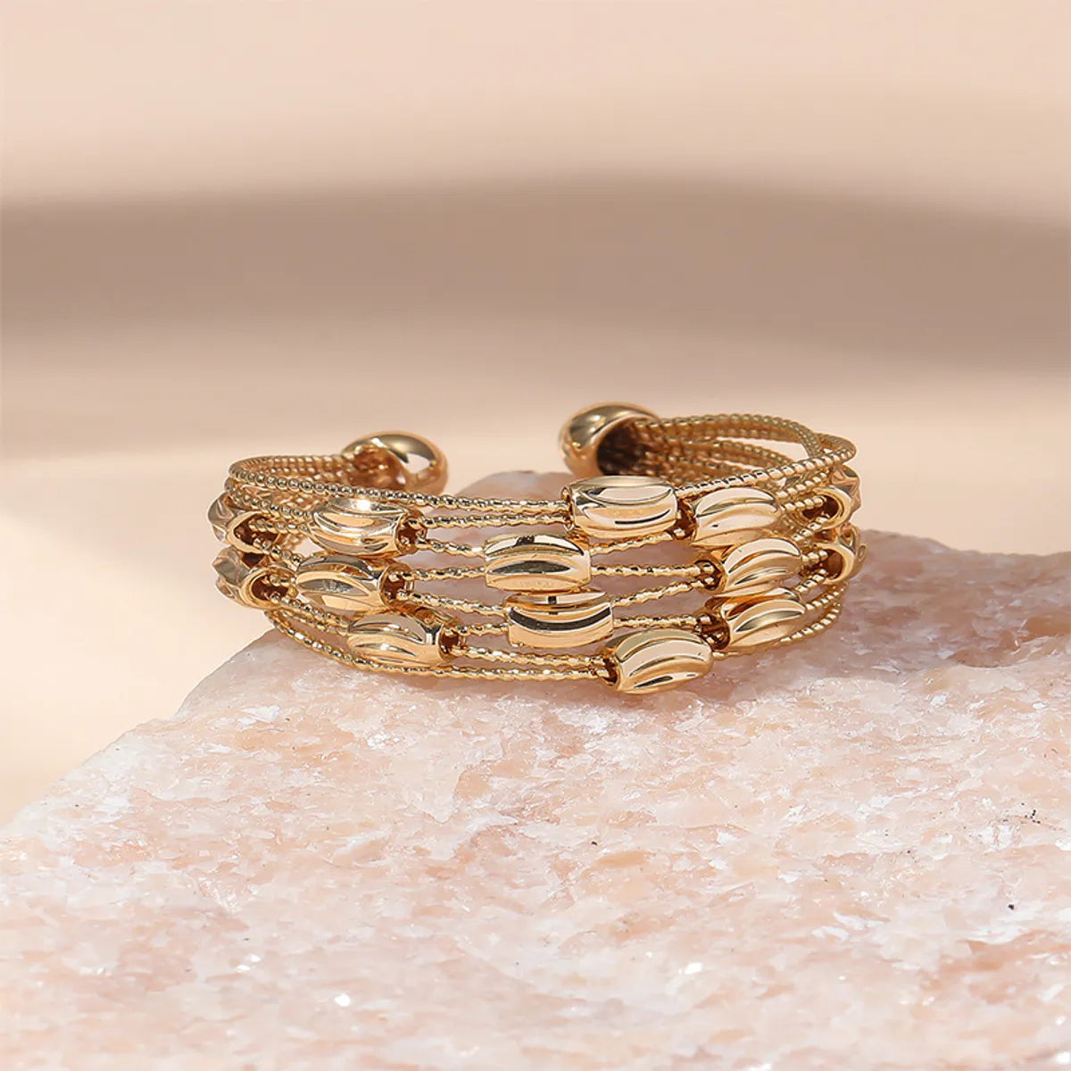 unique rings for women-Retro Simple Style Geometric Copper Plating 18k Gold Plated Open Rings