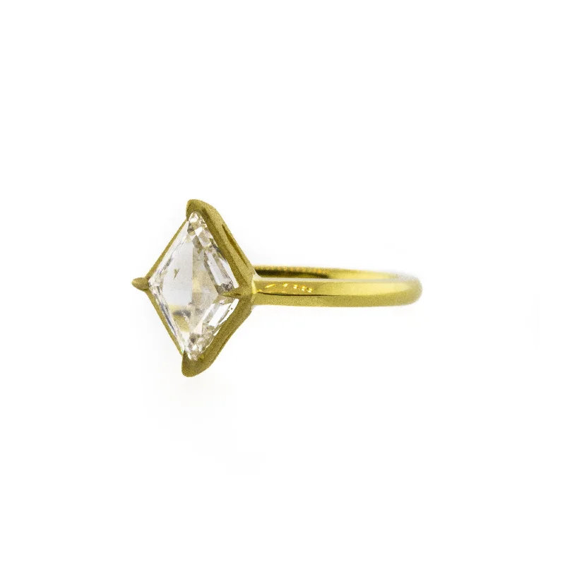 cushion cut engagement rings for women-The Nyota Ring with A Portrait Cut Kite Diamond Solitaire