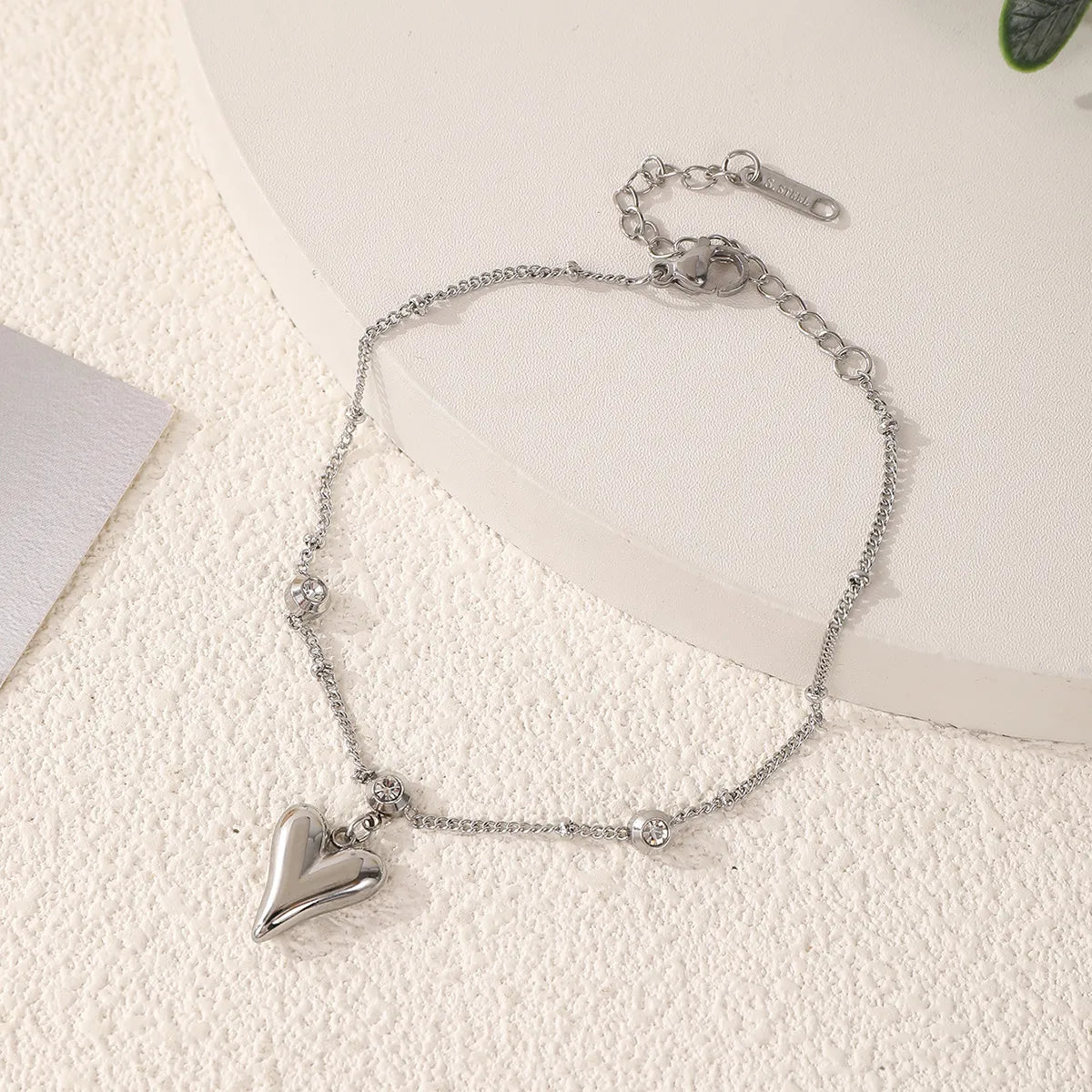 One Heart Silver Anklet