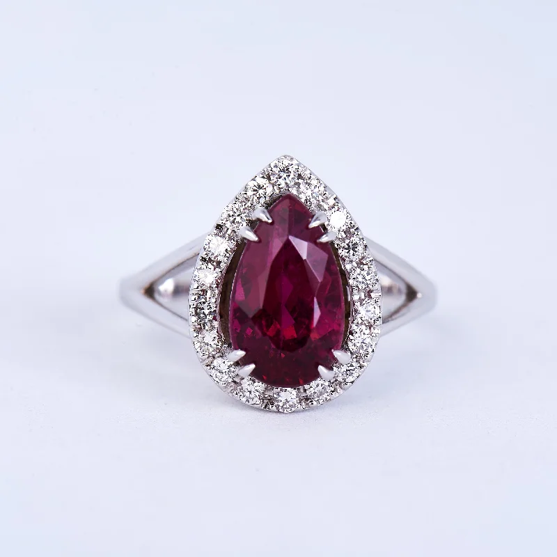 vintage engagement rings for women-The Meredith - 18K Tourmaline and Diamond Ring