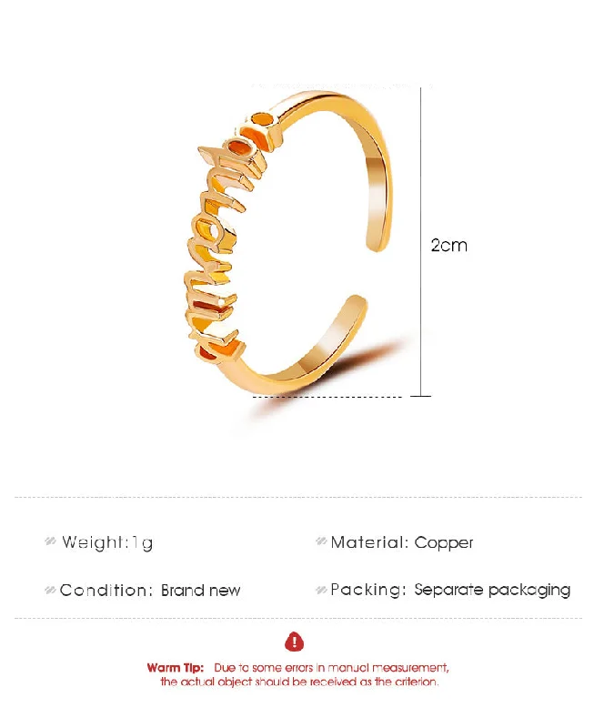 wedding bands for women-New  Fashion  Letter   Open Index Finger Single Ring  Personality Simple Twelve Constellation Ring