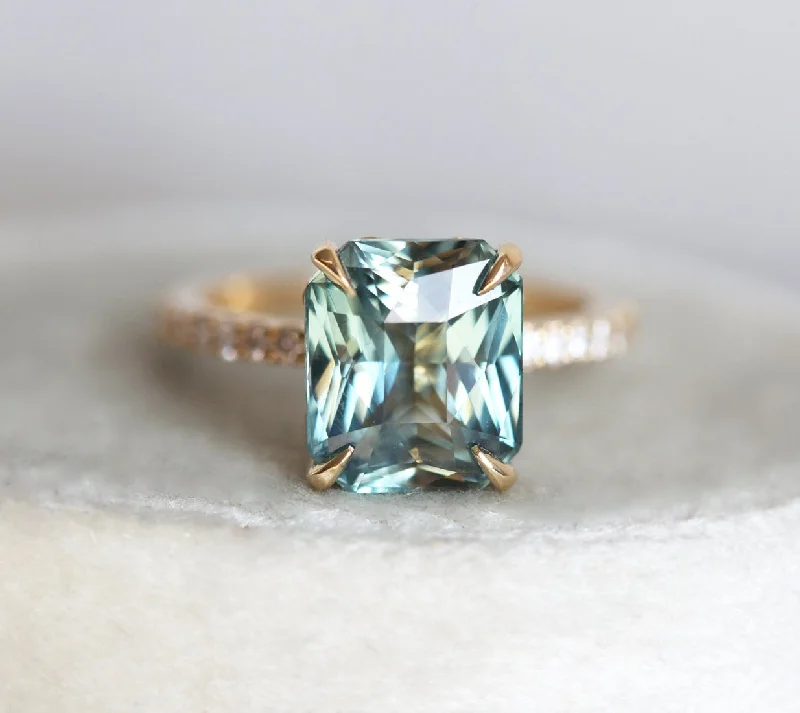 white sapphire engagement rings for women-Caitlyn Mint Sapphire Diamond Ring