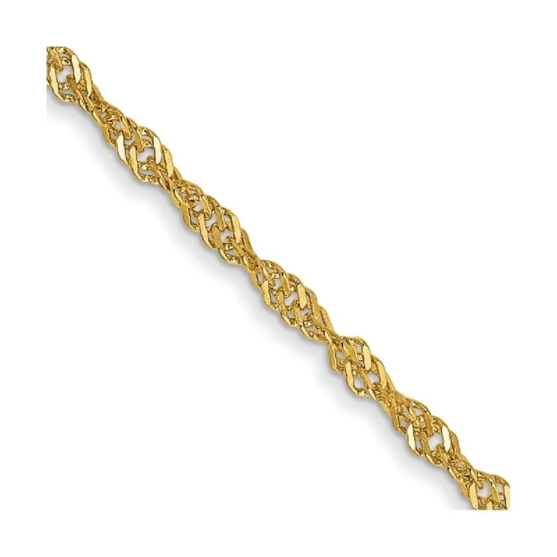 dainty anklet for women-Curata Women's 14k Yellow Gold 1.6mm Singapore Chain Anklet - 10 Inch - O Ring Closure