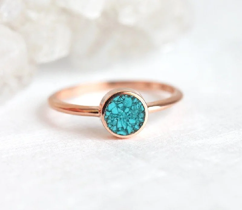 three-band engagement rings for women-Round Turquoise Ring, Turquoise Engagement Ring