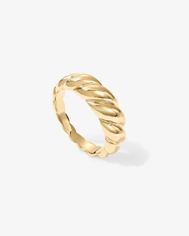 heart-shaped rings for women-Vermeil Croissant Ring