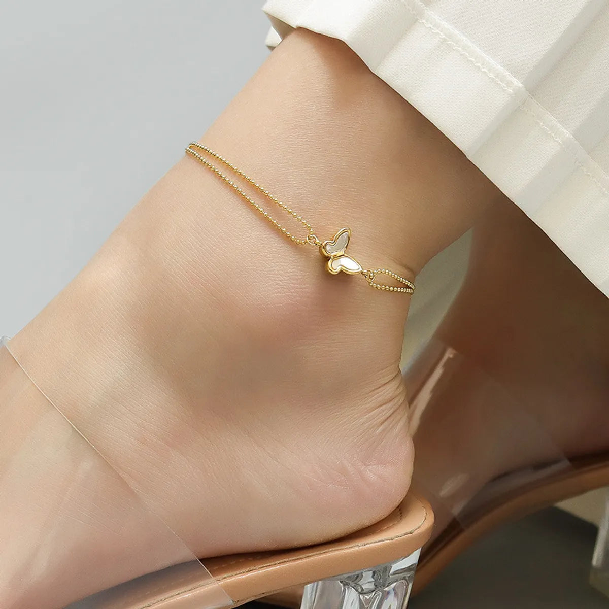 minimalist anklet for women-Simple Butterfly Anklet