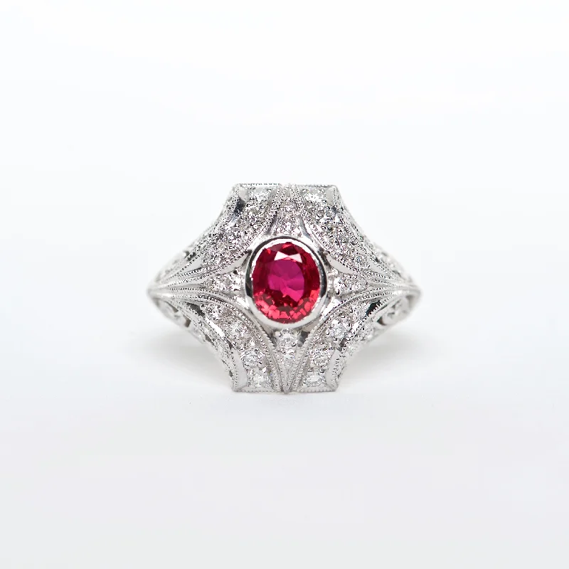 ruby engagement rings for women-The Mindy -  Platinum Ruby And Diamond Ring