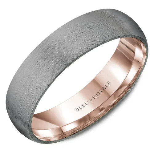 affordable engagement rings for women-14K Rose Gold With Brushed Grey Tantalum