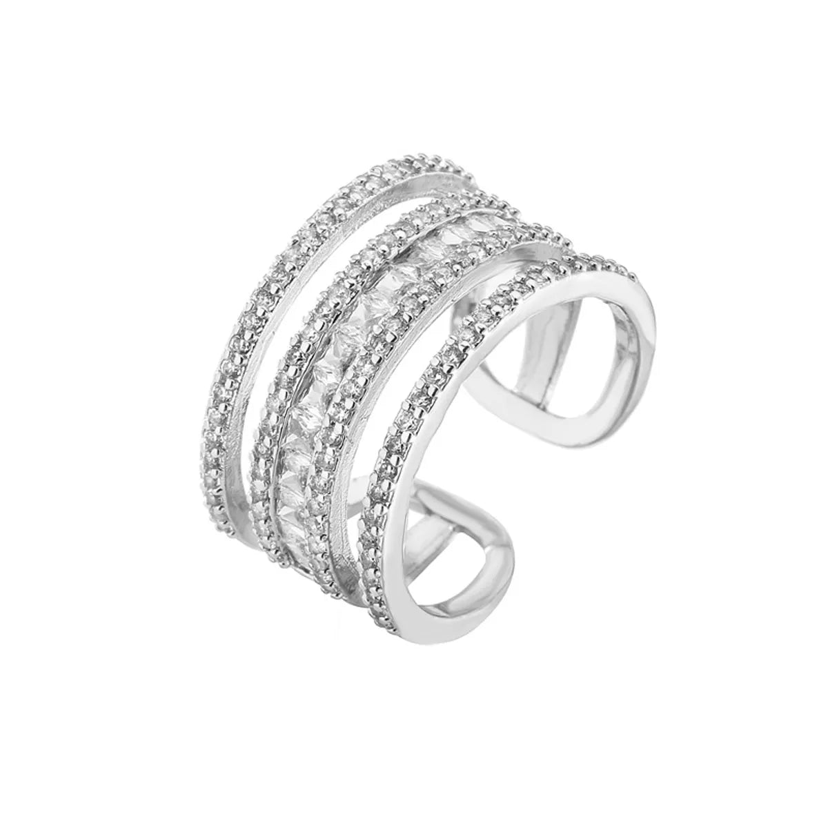 White Gold Color Three-Layer Ring