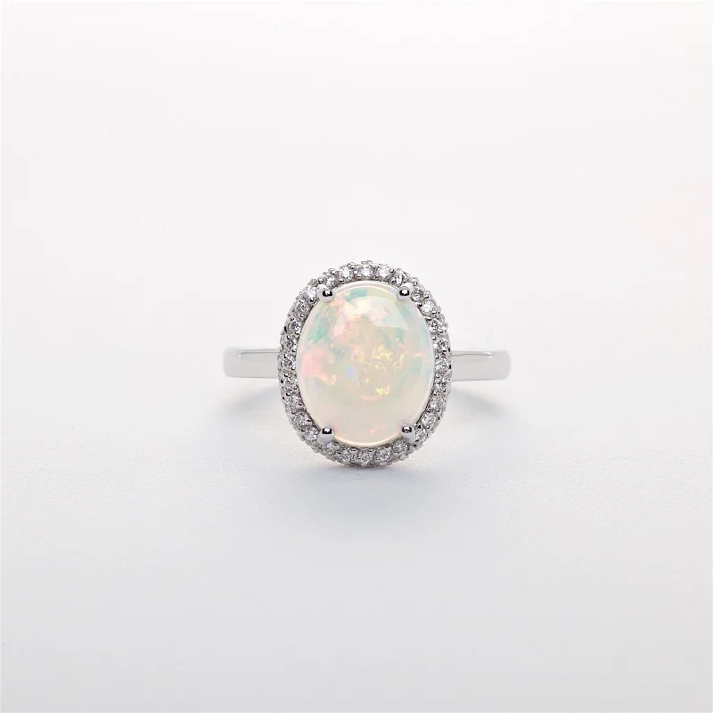 split shank engagement rings for women-The Natalia - Australian Opal and Diamond Ring