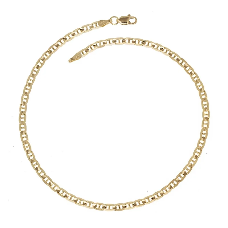 diamond anklet bracelet for women-14k Yellow Gold 10-Inch Wide Concave Anchor Chain Anklet - Orange