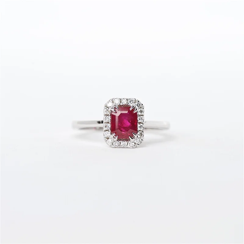 three-band engagement rings for women-The Giselle - 18K Ruby and Diamond ring