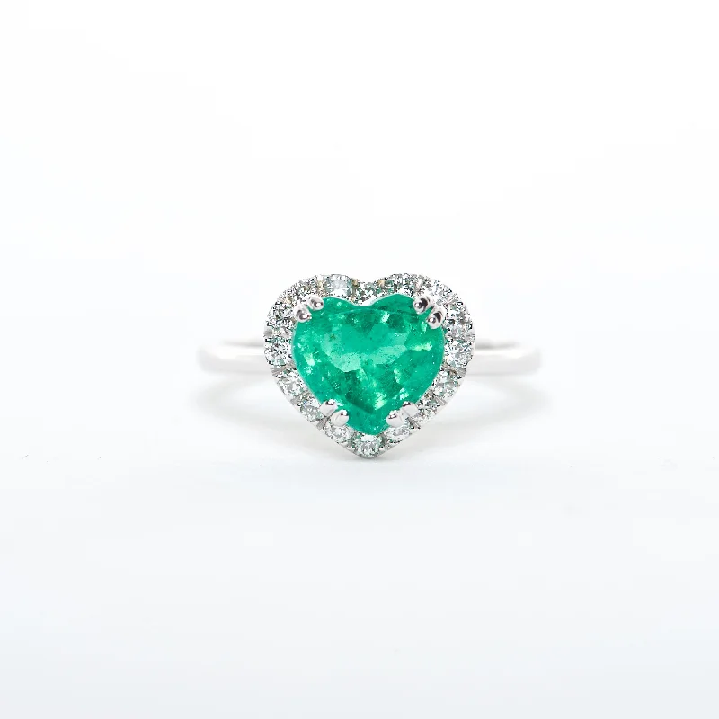 oval engagement rings for women-The Tracy - 18K Emerald and Diamond ring