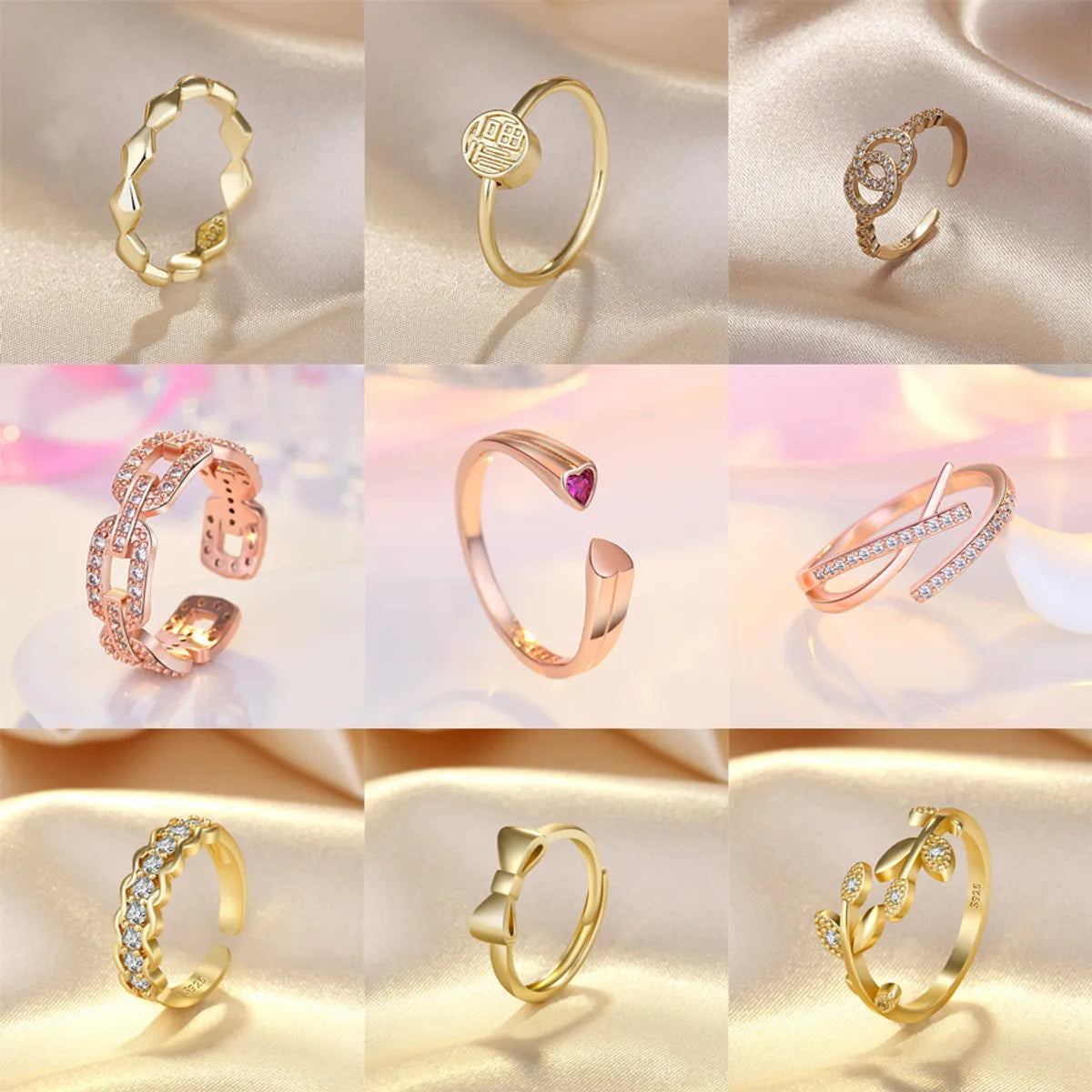 fine jewelry rings for women-Simple Style Waves Copper Artificial Crystal Rings In Bulk