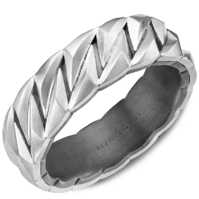 split shank engagement rings for women-14K White Gold and Tantalum Carved Band