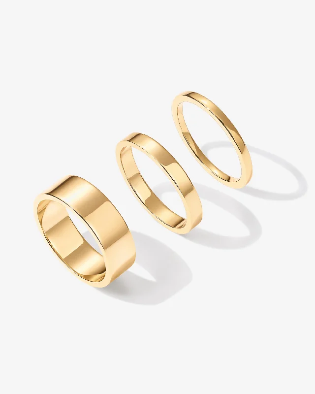 gold band rings for women-Classic Stacking Ring Set