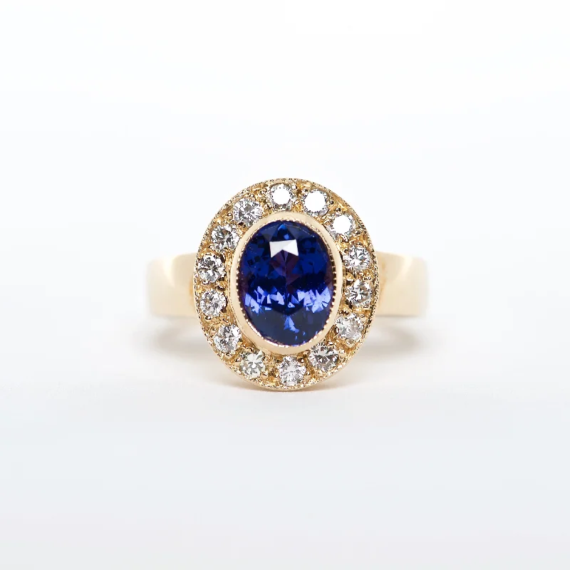 vintage diamond engagement rings for women-The Riley - 18K Blue Sapphire and Diamond ring