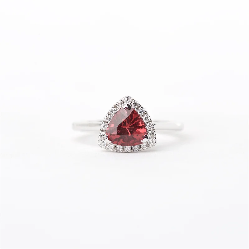 vintage halo engagement rings for women-The Ace - 18K Red Spinel and Diamond Ring