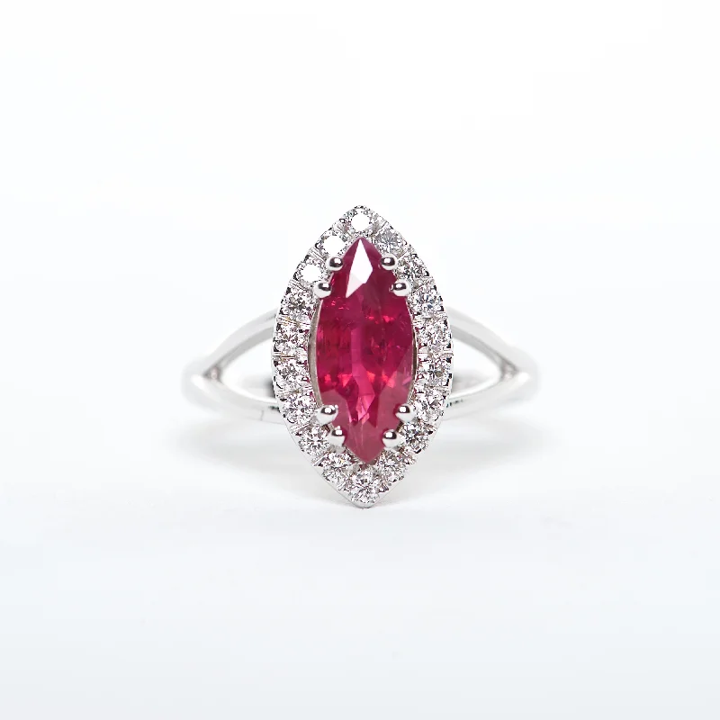 diamond engagement rings for women-The Athena - AAA 18K Ruby and Diamond ring