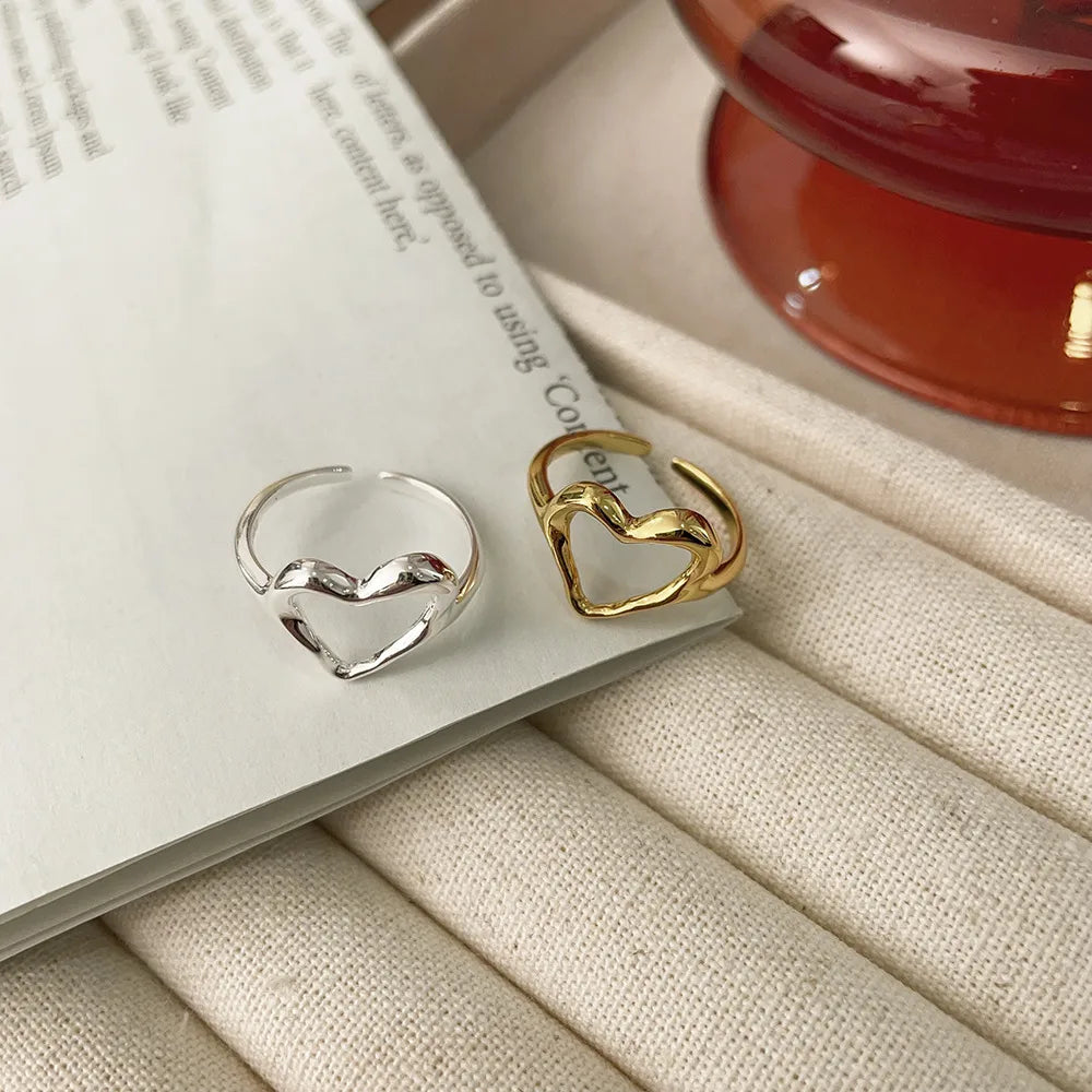 silver rings for women-Sterling Silver Casual Plating Geometric Heart Shape Rings