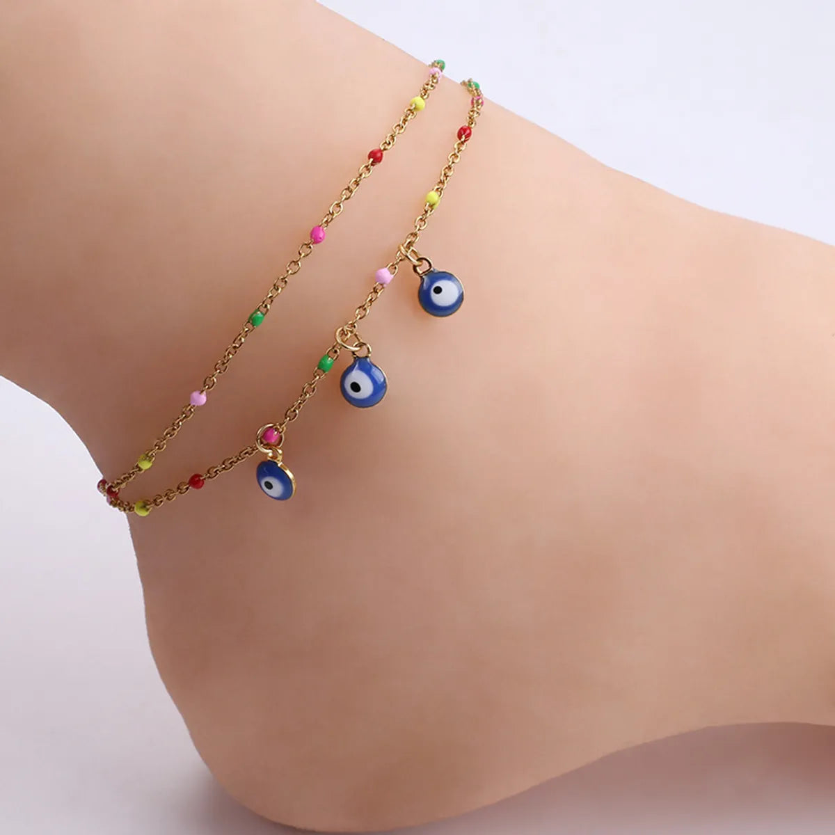 anklet for beach vacation for women-Retro Devil'S Eye Stainless Steel Wholesale Anklet