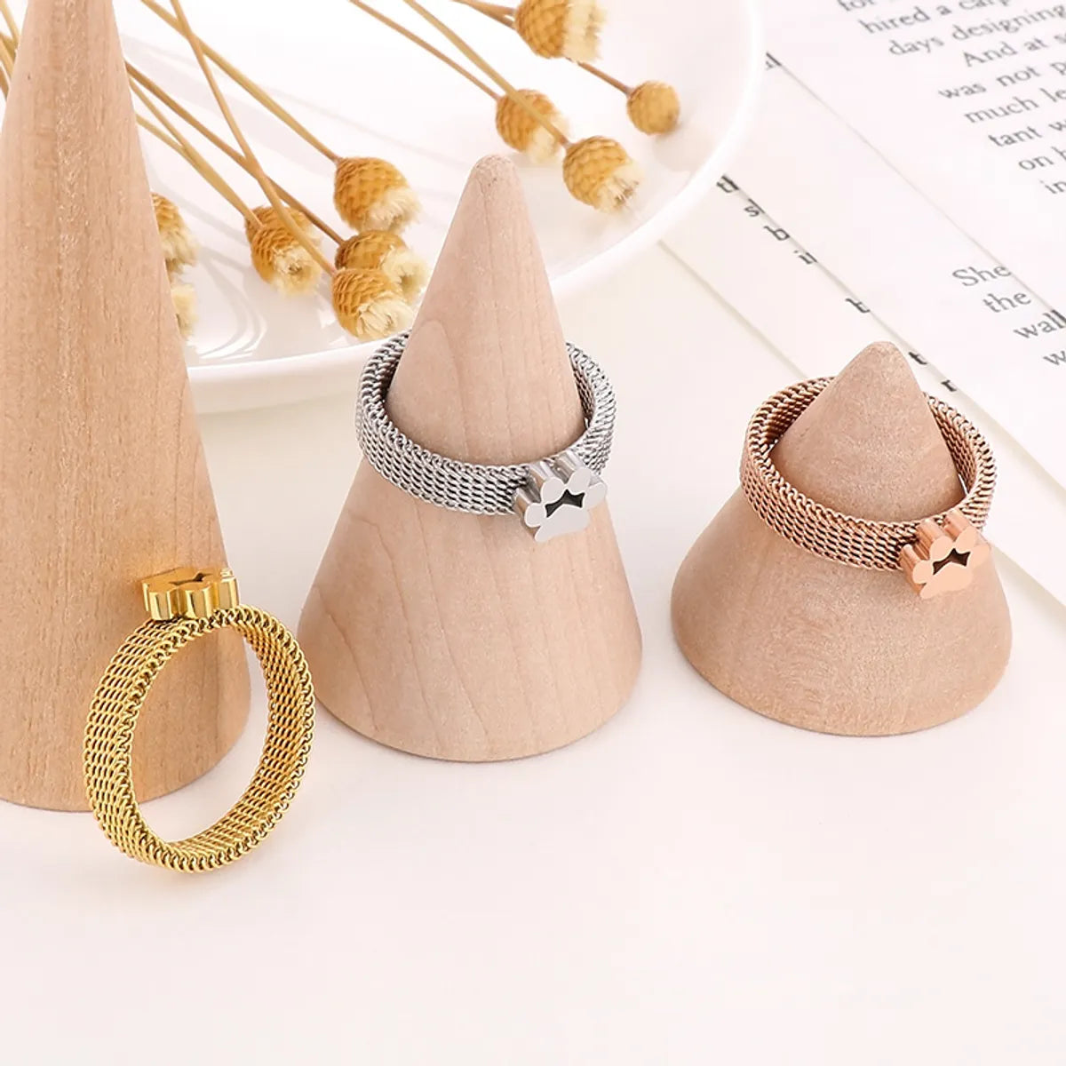 personalized name rings for women-1 Piece Retro Solid Color Stainless Steel Plating Rings