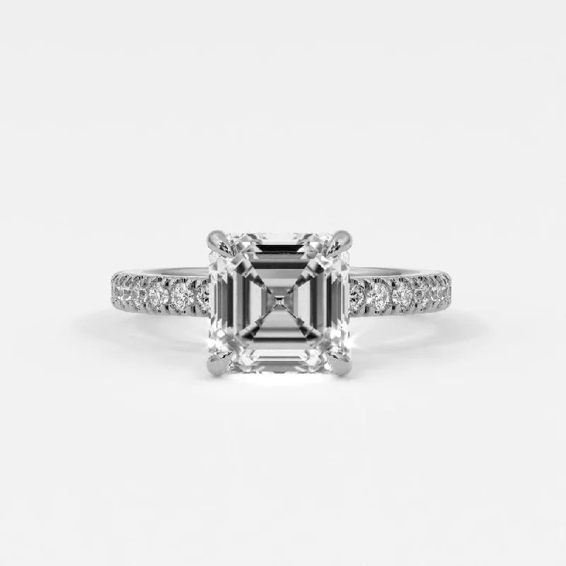 gold halo engagement rings for women-Asscher Cut Diamond Engagement Rings