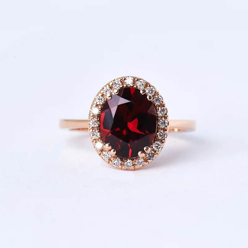 colored sapphire engagement rings for women-The Stella - 14K Garnet and Diamond Ring