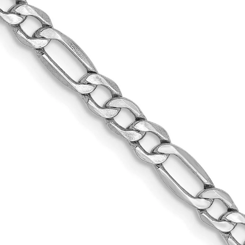 fashionable anklet for women-Curata Women's 14k White Gold 3.5mm Semi-solid Figaro Chain Anklet - 10 Inch