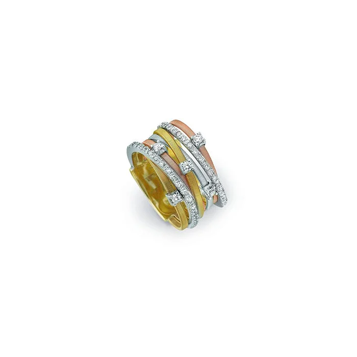 gold wedding rings for women-Marco Bicego Goa Yellow, White and Rose Gold Ring AG277-B2-3C