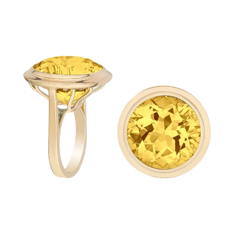 ruby rings for women-Goshwara Manhattan Faceted Round Citrine Ring