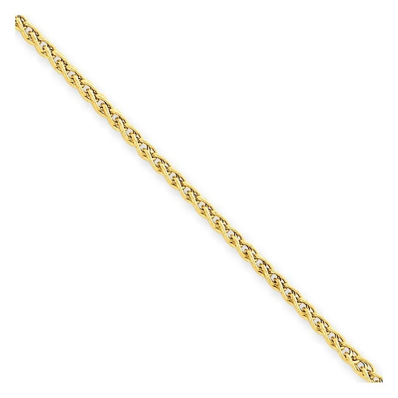 black anklet for women-Curata Women's 14k Yellow Gold 2.00mm Wheat Anklet - 10 Inch - Lobster Claw