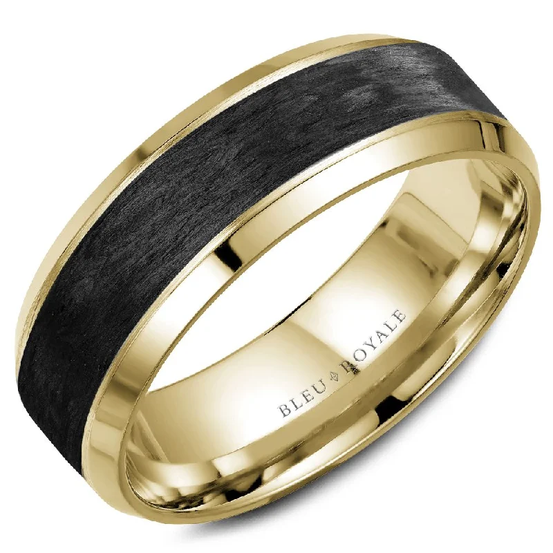 vintage-inspired engagement rings for women-14K Yellow Gold With Black Carbon Center