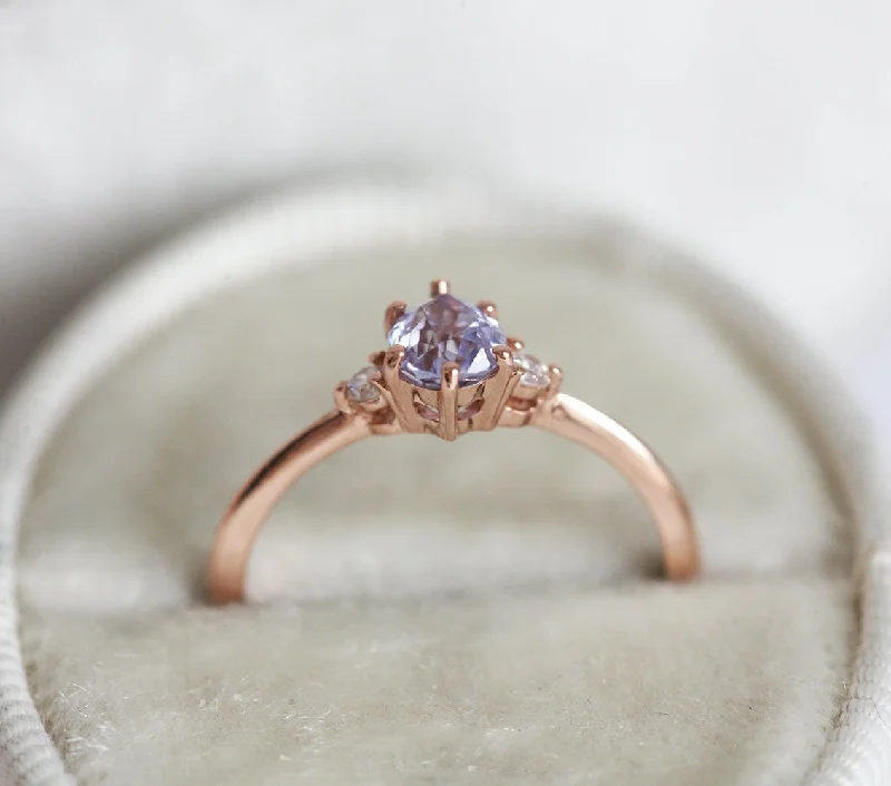 personalized name engagement rings for women-Liz Lavender Sapphire Diamond Ring