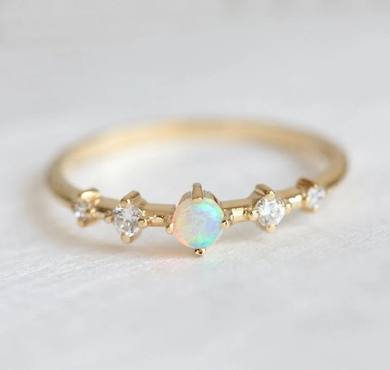 vintage-inspired engagement rings for women-Maddy Opal and Diamond Ring