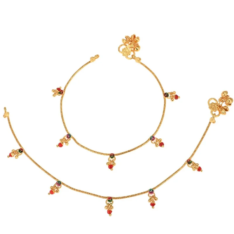 vintage anklet for women-AanyaCentric Gold Plated Traditional Anklets Payal - Classic and Stylish for Women and Girls