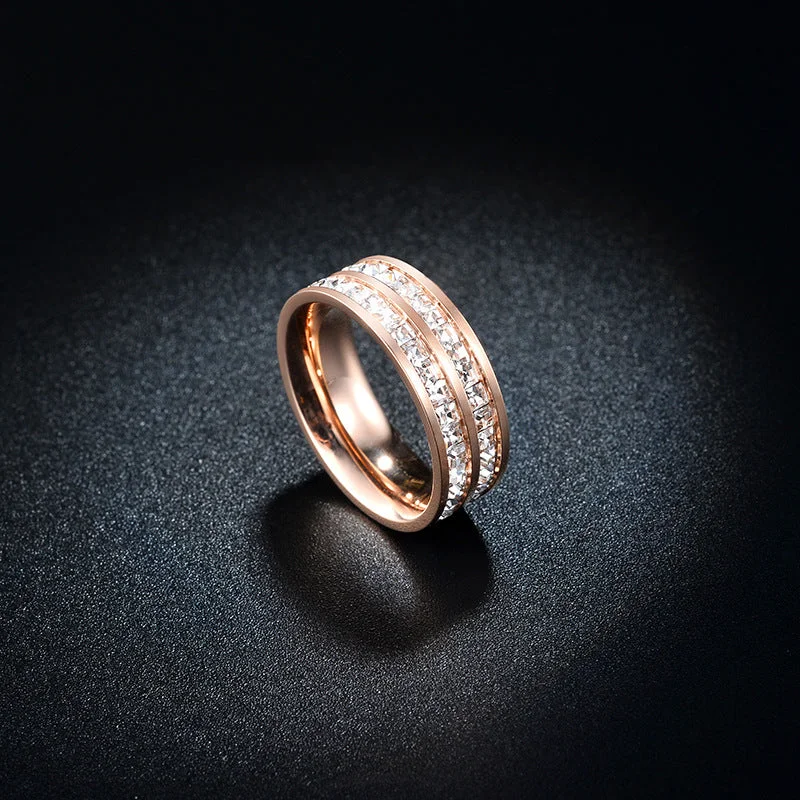 Jz009 Rose Gold Double Row Diamond