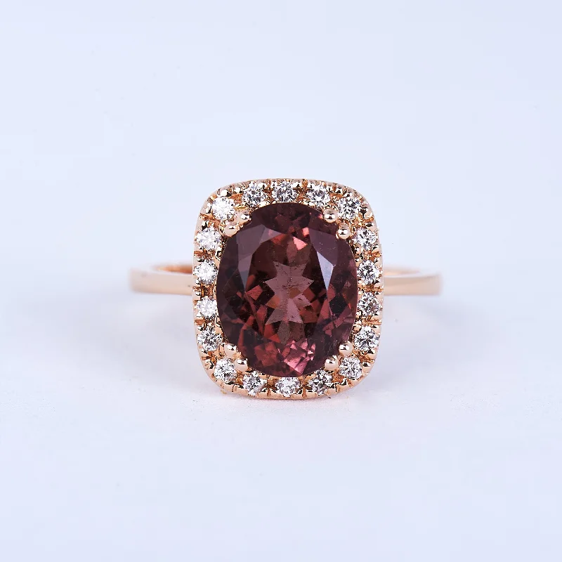 antique round cut engagement rings for women-The Milan - 14K Tourmaline and Diamond Ring