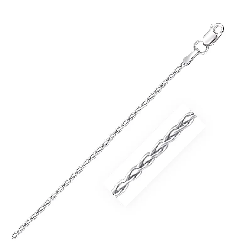 anklet with birthstone for women-14k White Gold Round Wheat Anklet 1.8mm