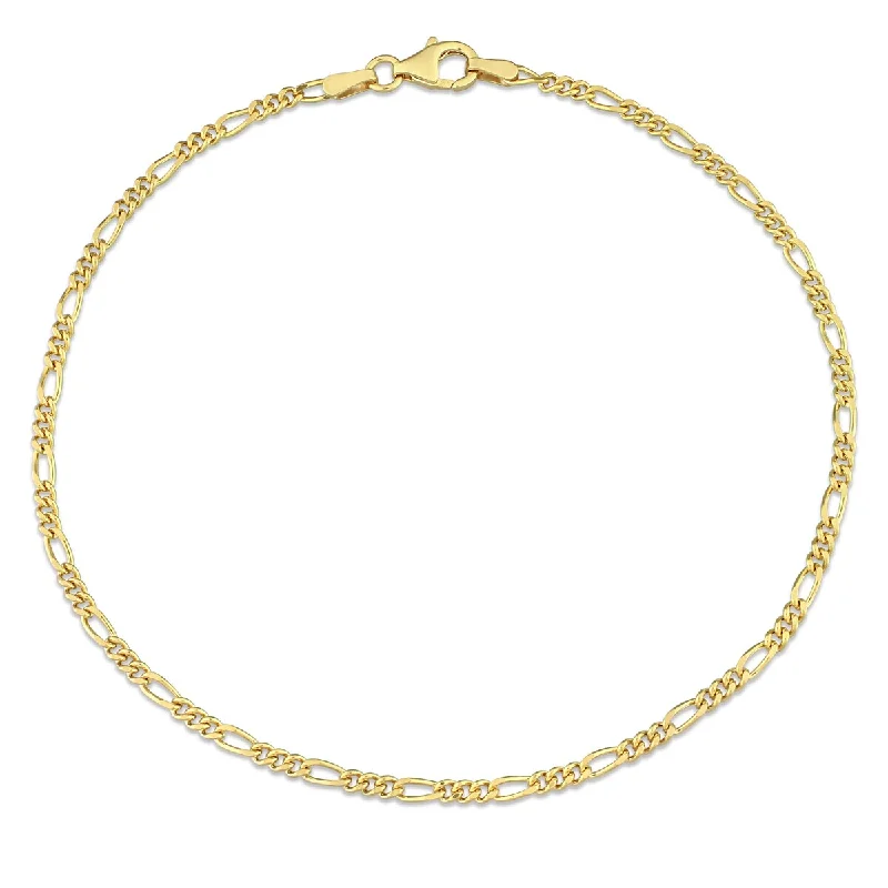 diamond anklet for women-Miadora 2.2mm Figaro Chain Anklet in Yellow Silver - 9 in