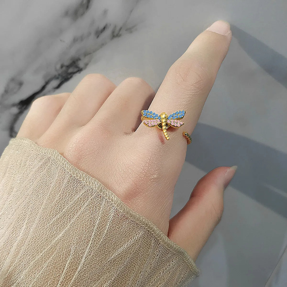 luxury rings for women-Copper Elegant Dragonfly Open Rings