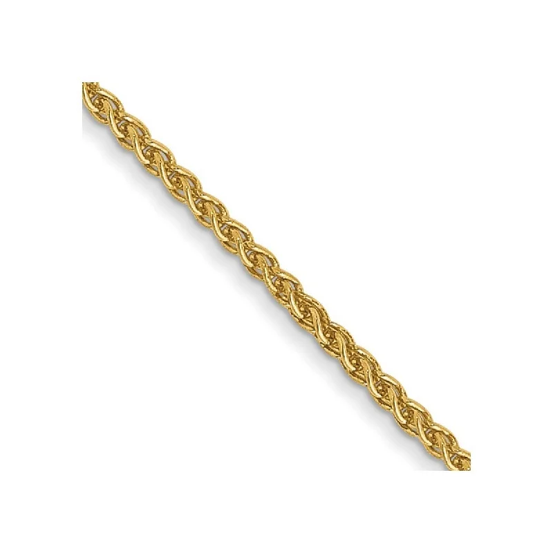 charm anklet for women-Curata Women's 14k Yellow Gold 1.1mm Solid Polished Spiga Chain Anklet - 10 Inch