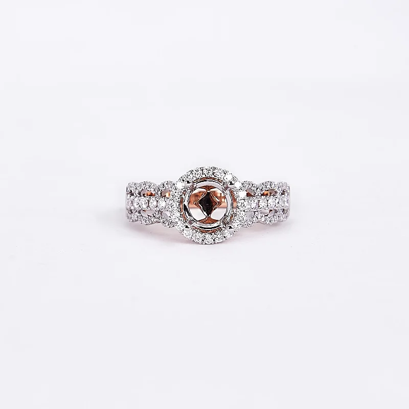 round cut engagement rings for women-The Sidney - 14K White and Rose Gold Diamond Ring