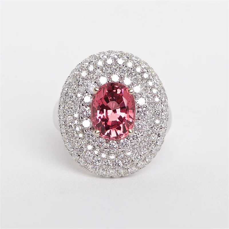 vintage-inspired engagement rings for women-The Valentina - GIA Certified Red Spinel and Diamond Ring